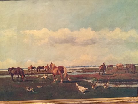 Niels Christiansen.
Horses and geese at Saltholm.
1800,-DKK