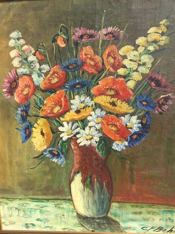 C. F. Behrens.Sommerblomster i vase.750,-kr
