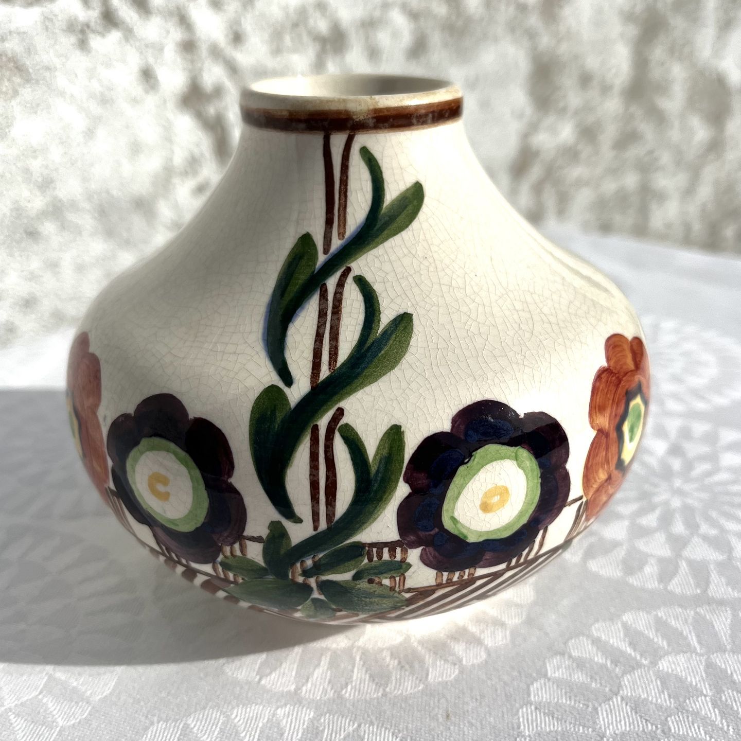 let at håndtere vene Tilslutte Moster Olga - Antik & Design - Aluminia * Lav vase med blomster * #97/145 *  *500kr * - Aluminia * Lav vase med blomster * #97/145 * *500kr *